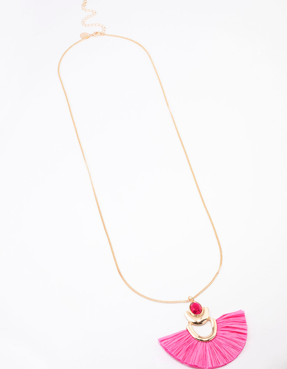 Gold Raffia Fan Necklace
