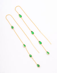 Gold Plated Station Pear Threader Earrings - link has visual effect only