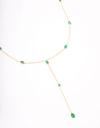 Gold Plated Cubic Zirconia Lariat Y-Shaped Necklace - link has visual effect only