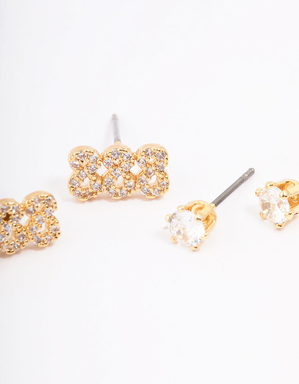 Gold Plated Cubic Zirconia Angel Number 888 Stud Earring Pack