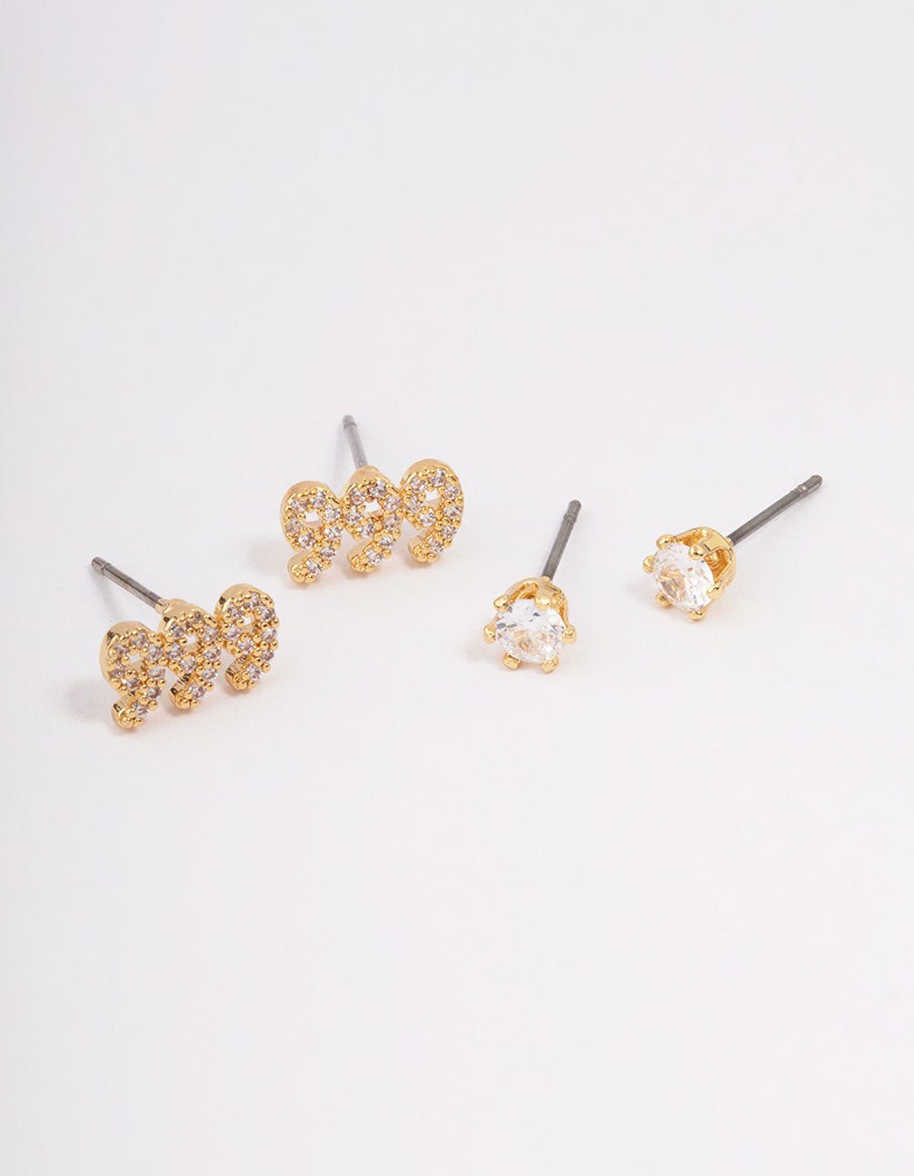 Gold Plated Cubic Zirconia Angel Number 999 Stud Earring Pack