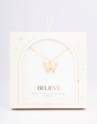 Gold Plated Cubic Zirconia Butterfly Pendant Necklace - link has visual effect only