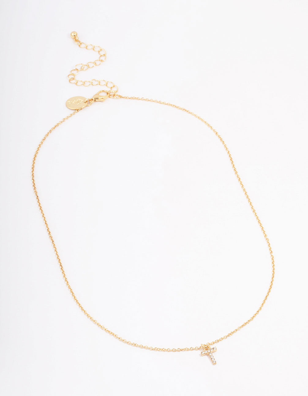 Letter T Gold Plated Initial Pendant Necklace