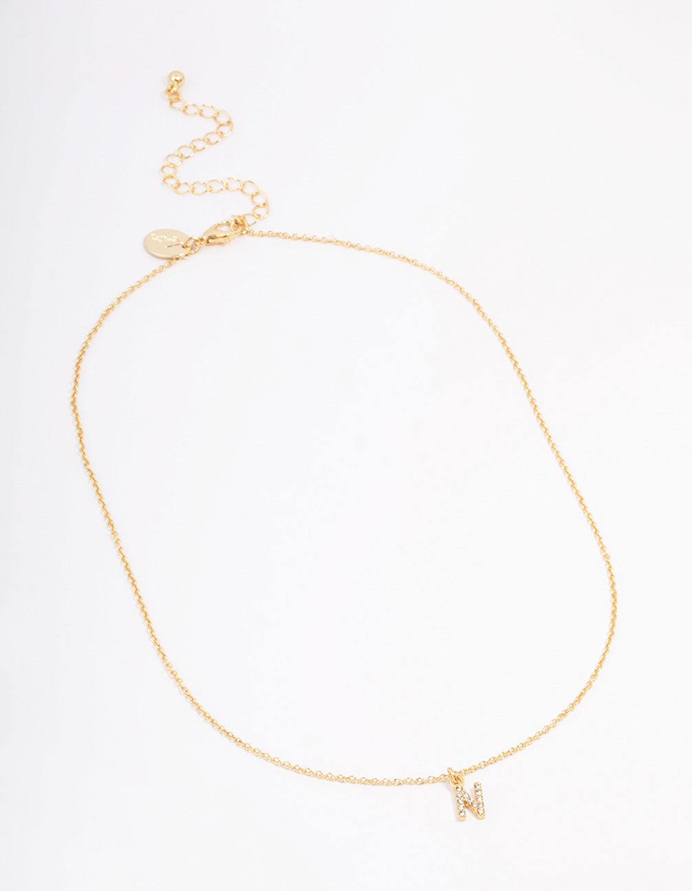 Letter N Gold Plated Initial Pendant Necklace