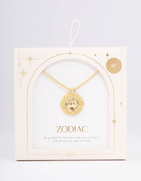 Gold Plated Leo Star Sign Pendant Necklace