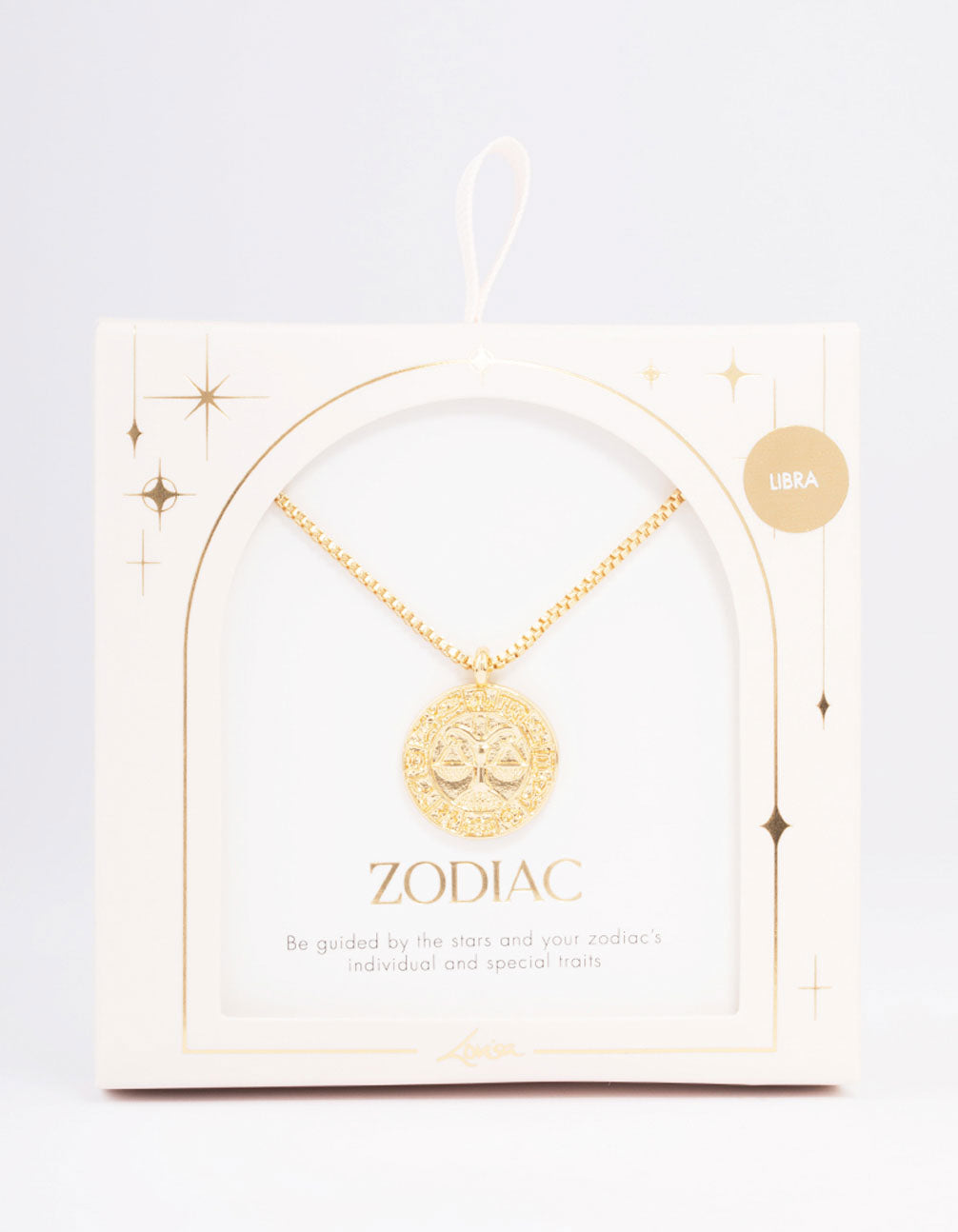 Gold Plated Libra Star Sign Pendant Necklace