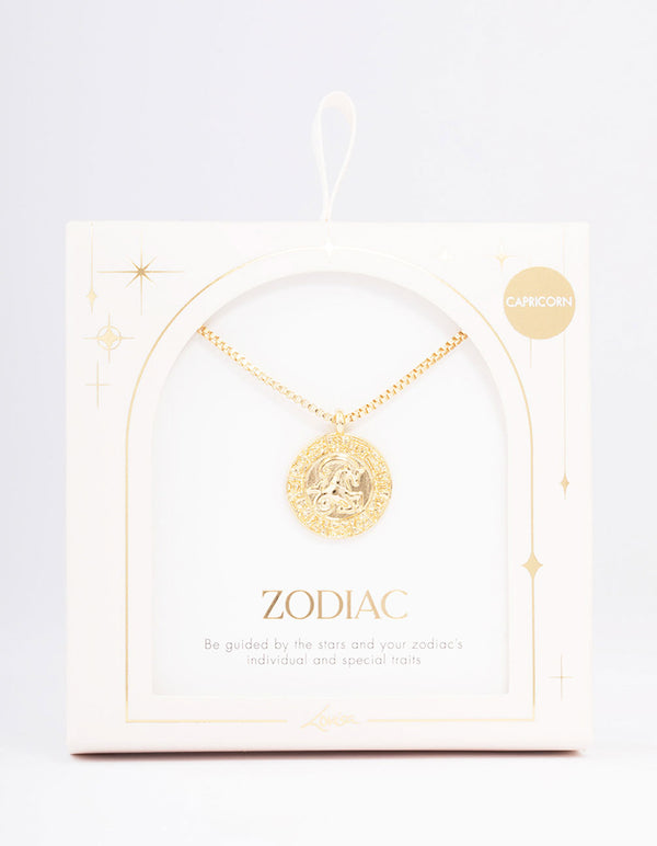 Gold Plated Capricorn Star Sign Pendant Necklace