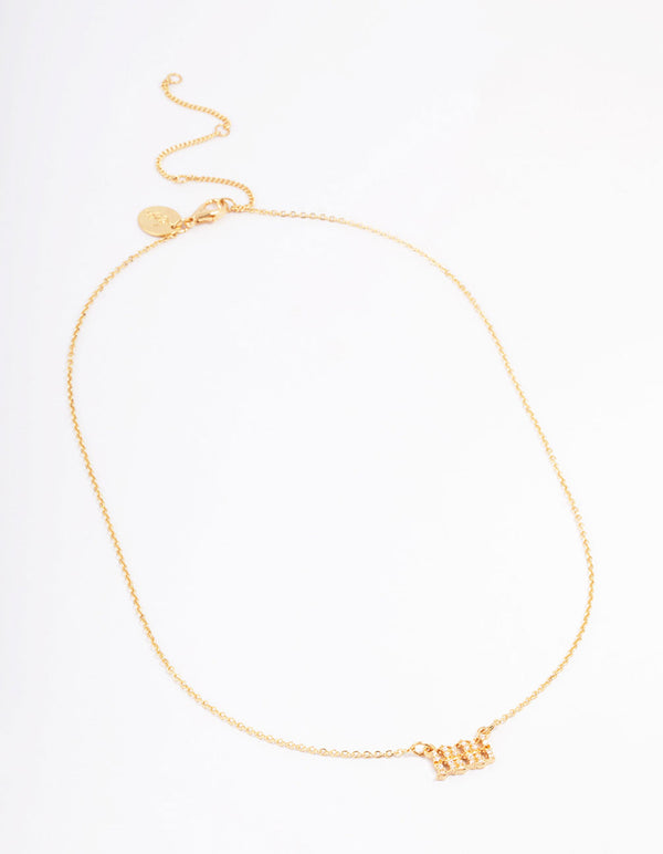 Gold Plated Cubic Zirconia 888 Angel Number Pendant Necklace