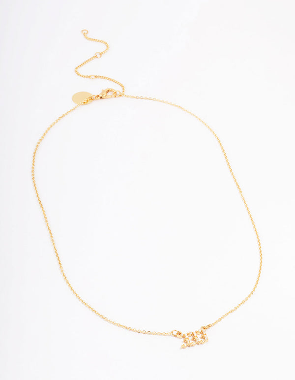 Gold Plated Cubic Zirconia 333 Angel Number Pendant Necklace