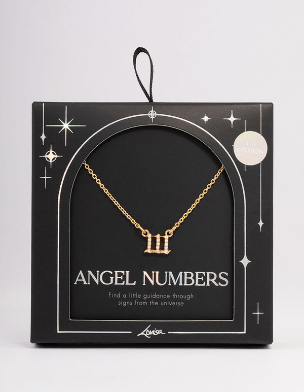 Gold Plated Cubic Zirconia 111 Angel Number Pendant Necklace