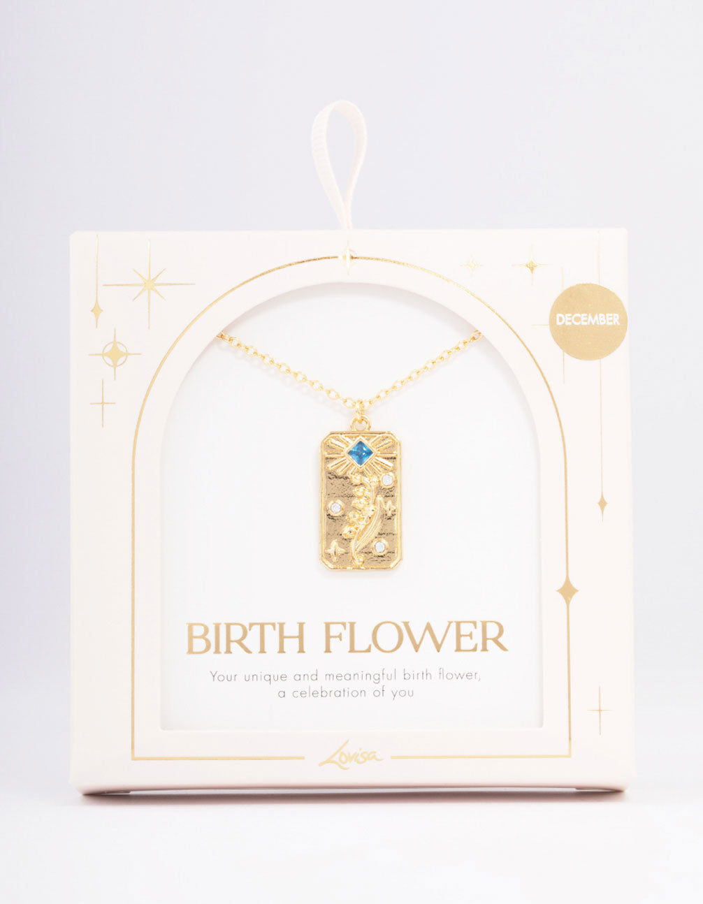 Gold Plated December Birth Month Flower Pendant Necklace