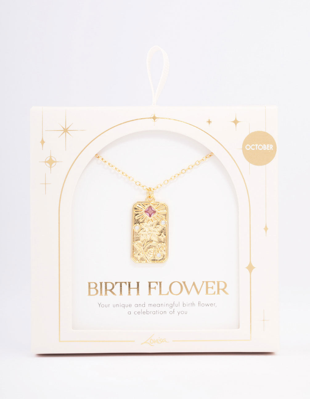 Gold Plated October Birth Month Flower Pendant Necklace