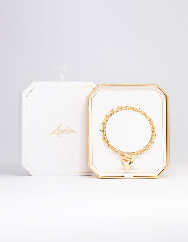 Gold Plated Heart FOB Bracelet