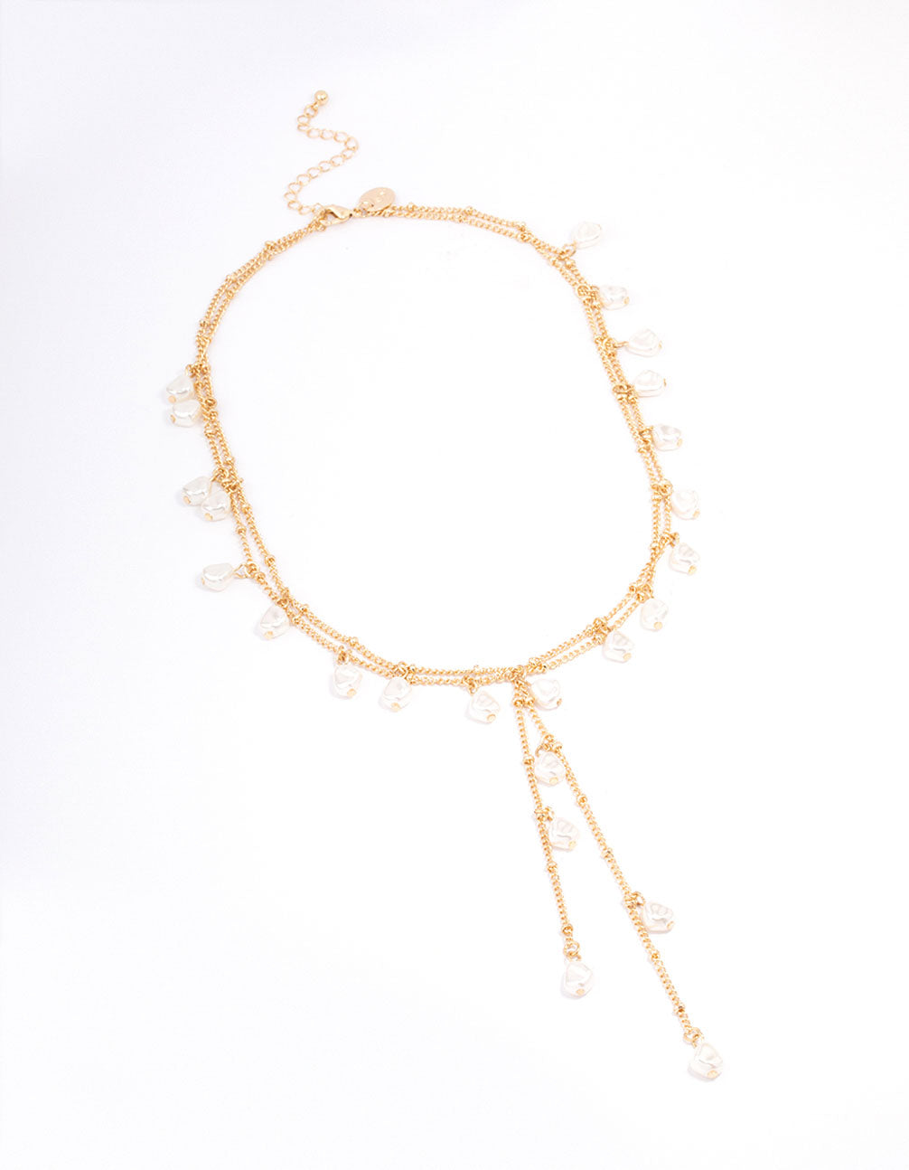 Gold Fine Y-Shape Pearl Long Necklace