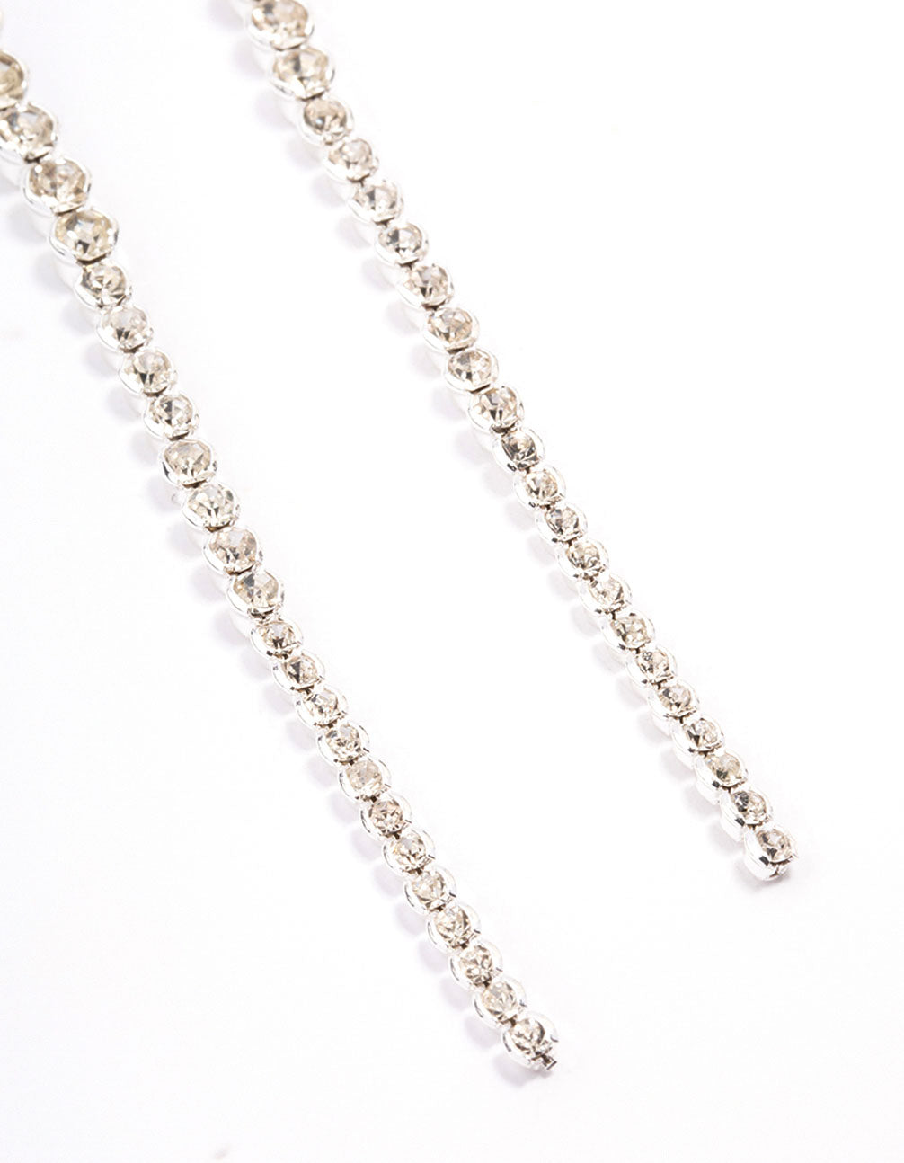 Silver Long Diamante Drop Earrings