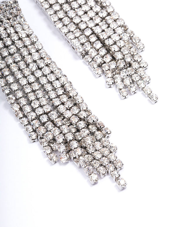 Silver Diamante Cup Chain Drop Earrings