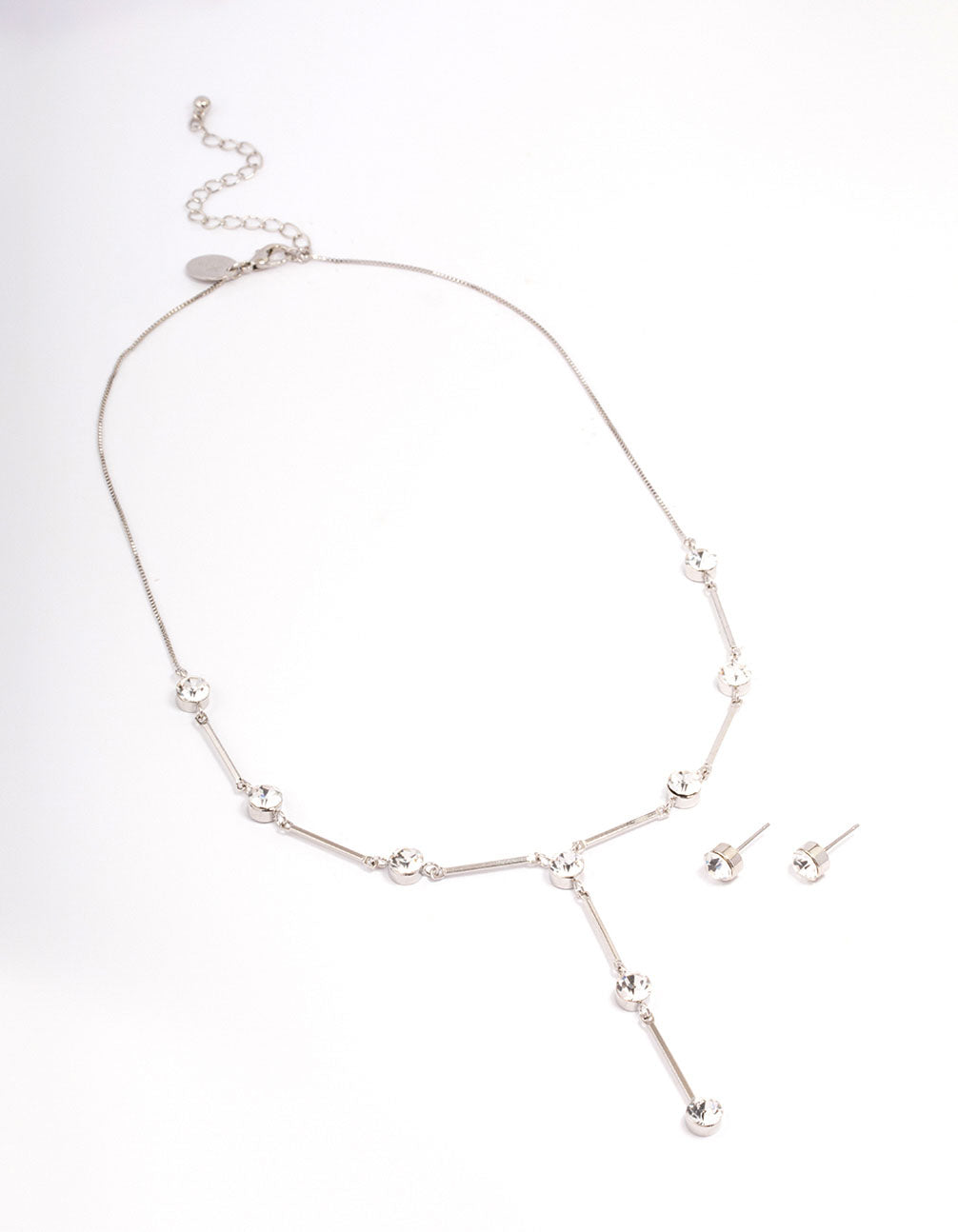 Silver Diamante Drop Jewellery Set