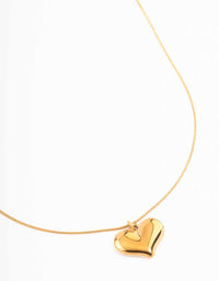 Gold Plated Stainless Steel Classic Puffy Heart Pendant Necklace - link has visual effect only