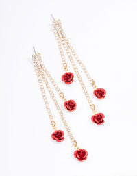 Red Cup Chain Flower Drop Earrings - link has visual effect only