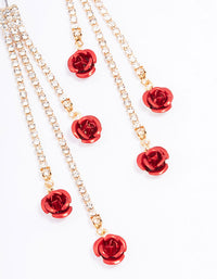 Red Cup Chain Flower Drop Earrings - link has visual effect only