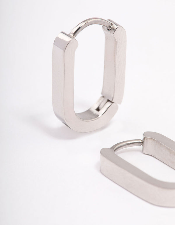 Surgical Steel Small Rectangle Huggie Earrings