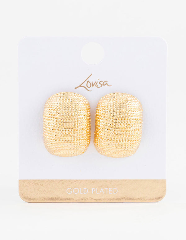Gold Plated Textured Bold Stud Earrings