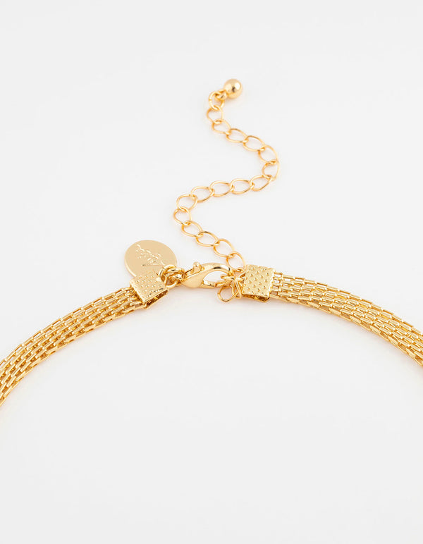 Gold Plated Fine Weave Chain Necklace