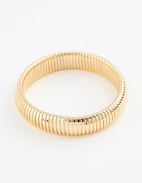 Gold Rib Textured Bangle Gold Plated Wide Ribbed Bangle - Lovisa