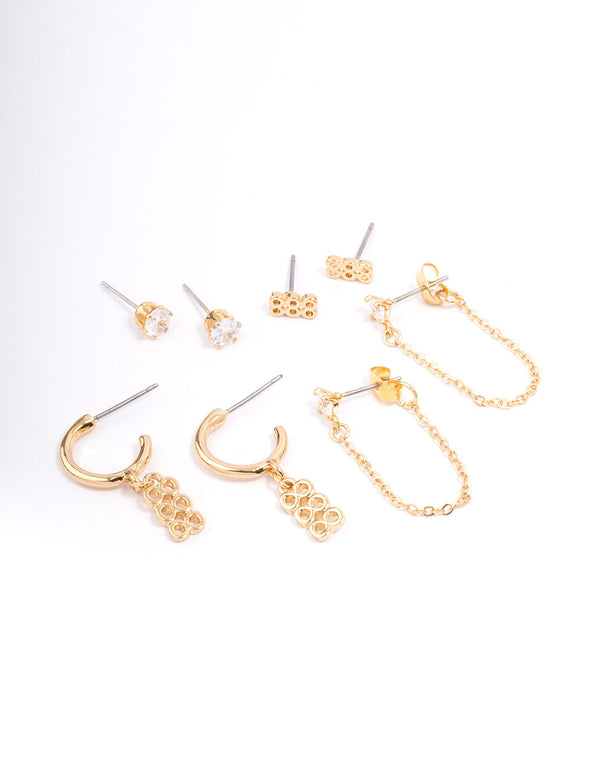Gold Plated 888 Angel Number Earring Pack