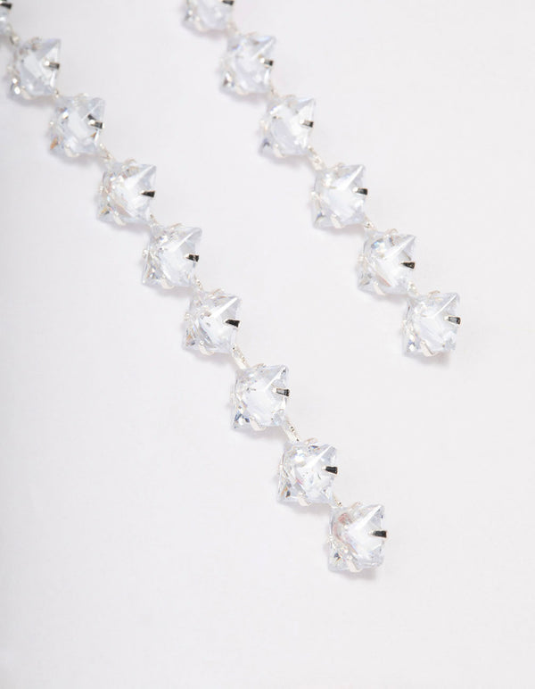 Silver Multi Cubic Zirconia Drop Earrings