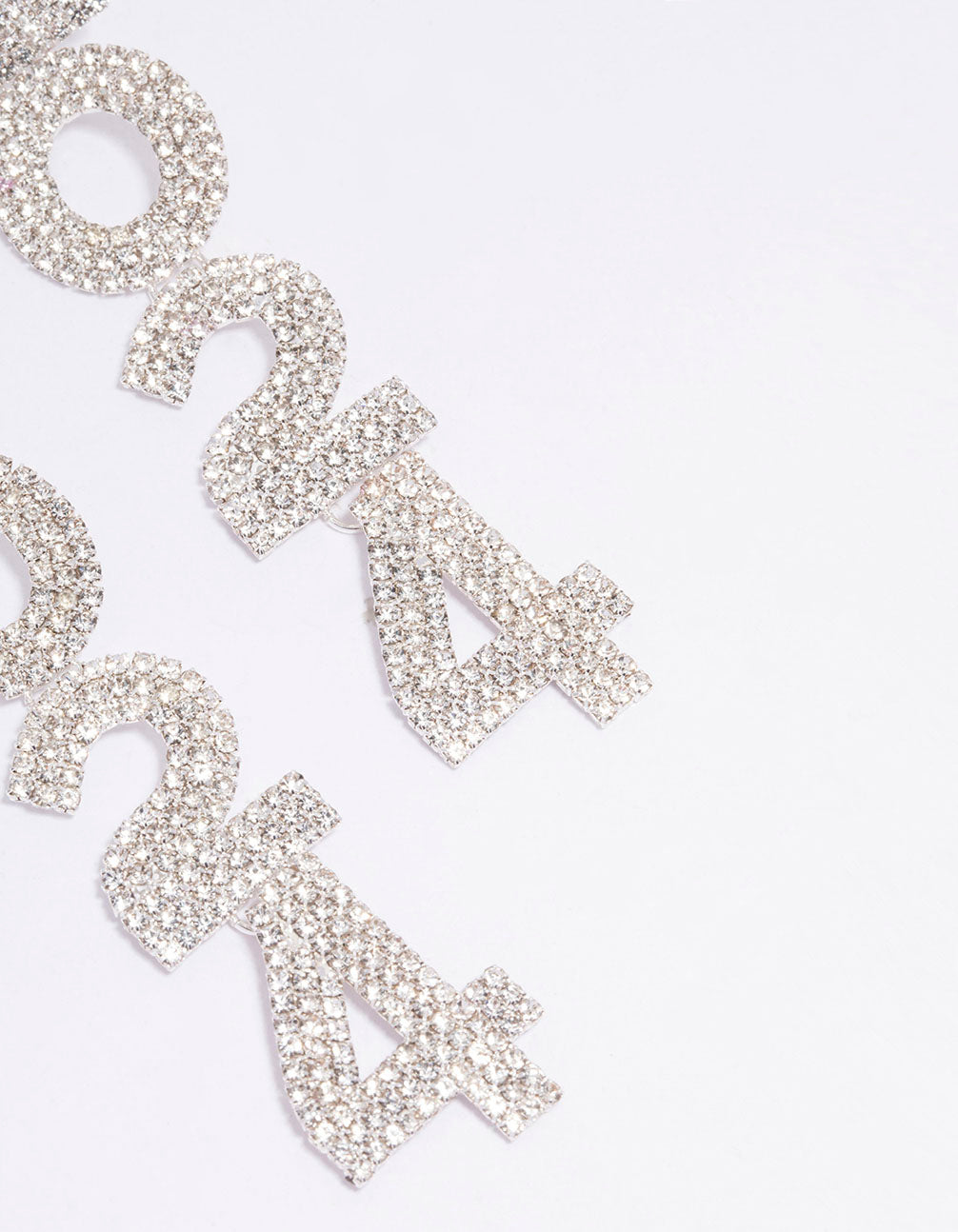 Silver 2024 New Year Diamante Drop Earrings