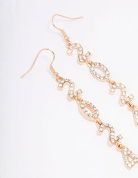Gold 2024 Diamante Long New Years Drop Earrings - link has visual effect only