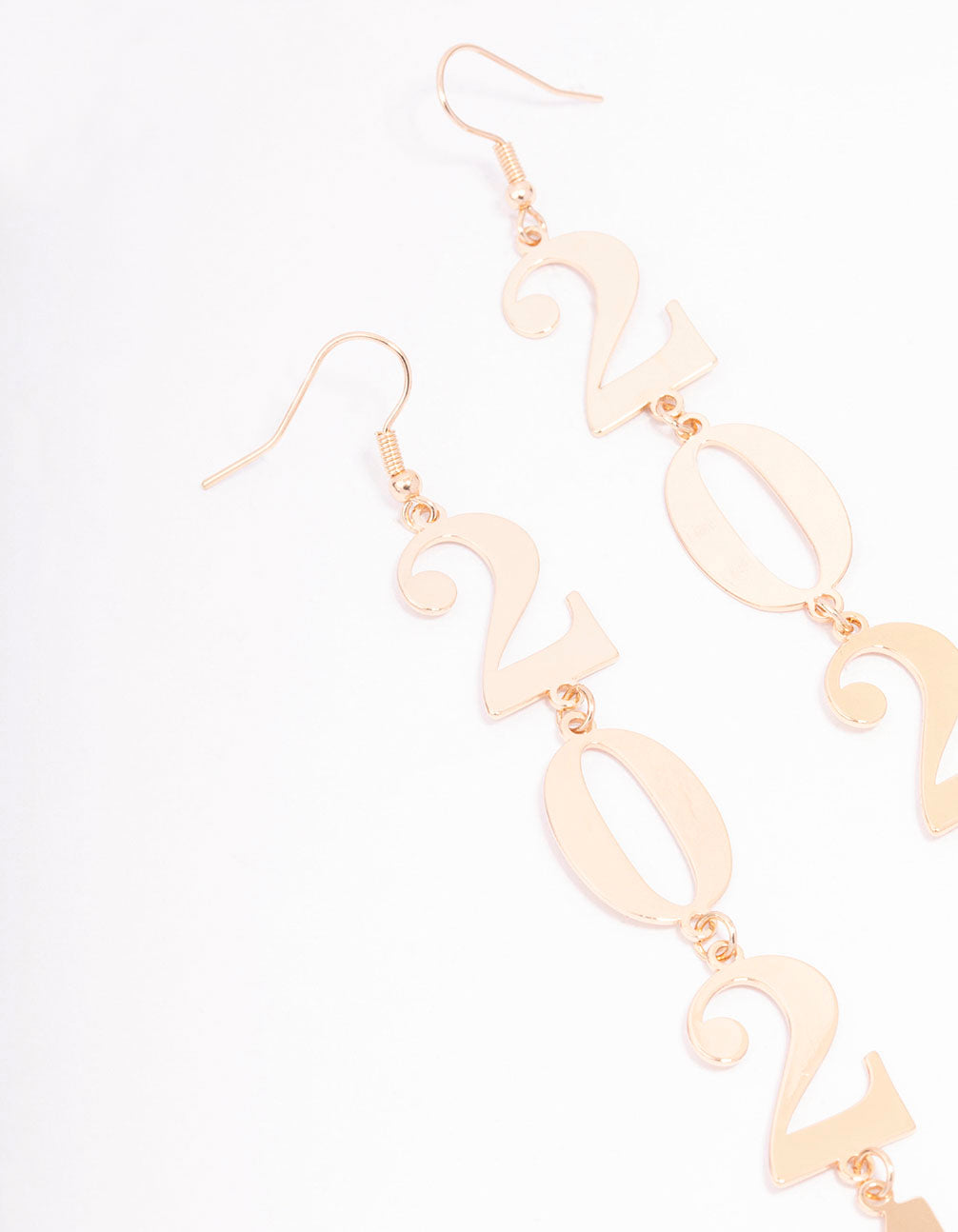 Gold Metallic 2024 New Year Drop Earrings