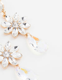 Gold Flower Pear Drop Earrings - link has visual effect only