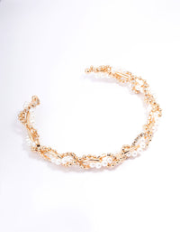 Gold Pearl & Diamante Choker - link has visual effect only