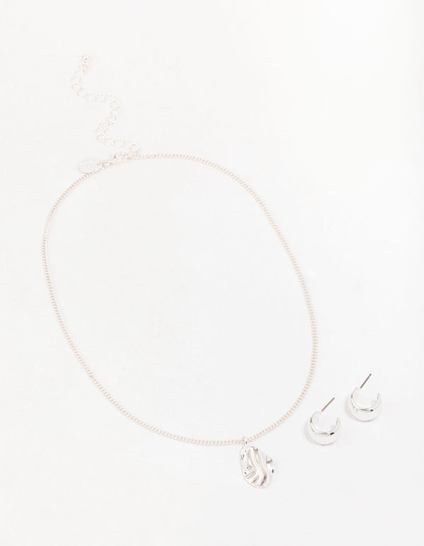 Silver Molten Plate Jewellery Set