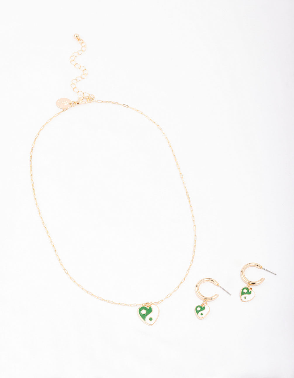 Gold Yin & Yang Heart Jewellery Set