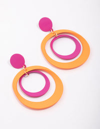 Pink & Orange Double Ring Drop Earrings - link has visual effect only