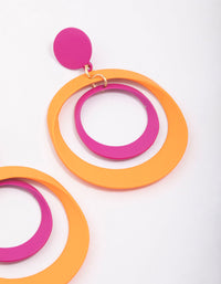 Pink & Orange Double Ring Drop Earrings - link has visual effect only
