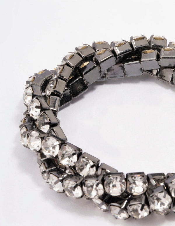 Gunmetal Twisted Diamante Bracelet