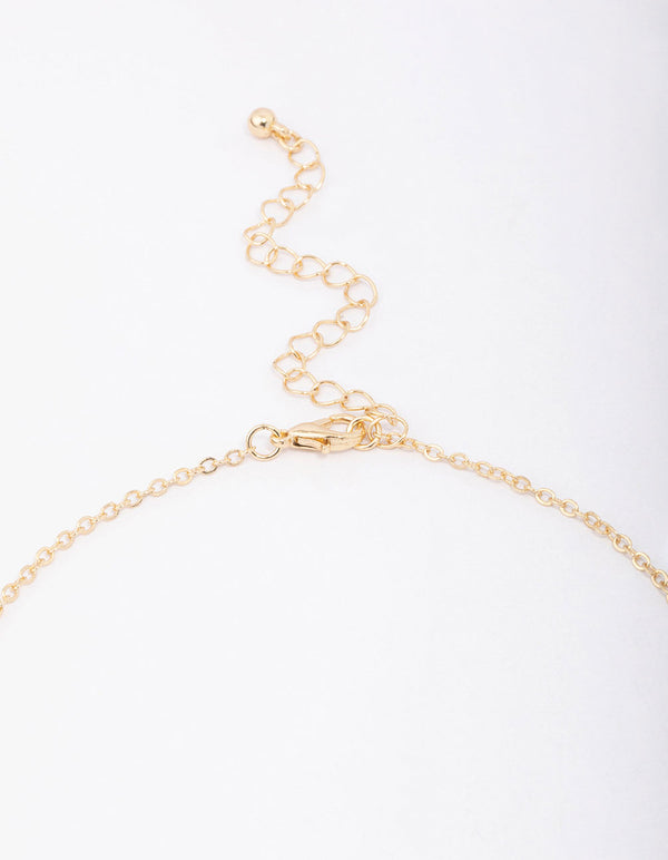 Gold Plated Brass Alternating Cubic Zirconia Droplet Pendant Necklace