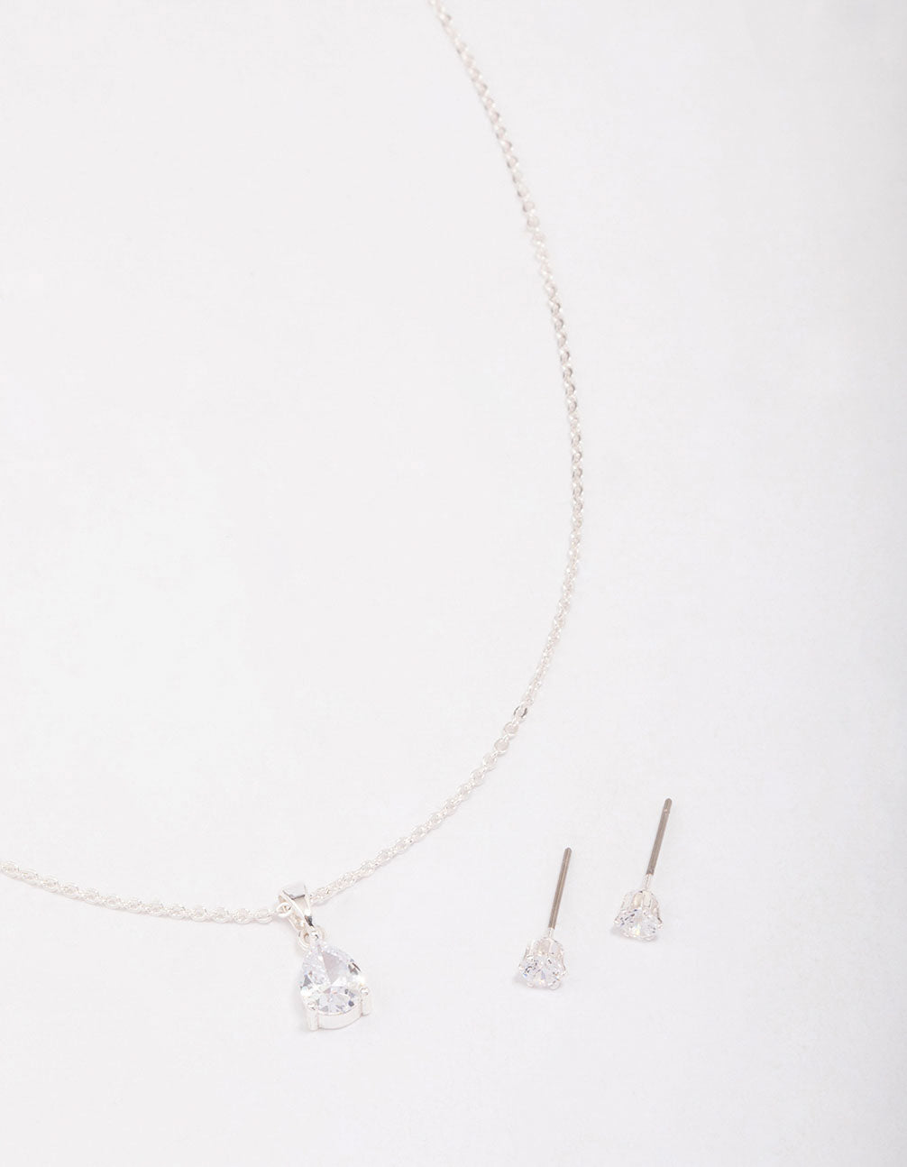 Silver Pear Drop Jewellery Set