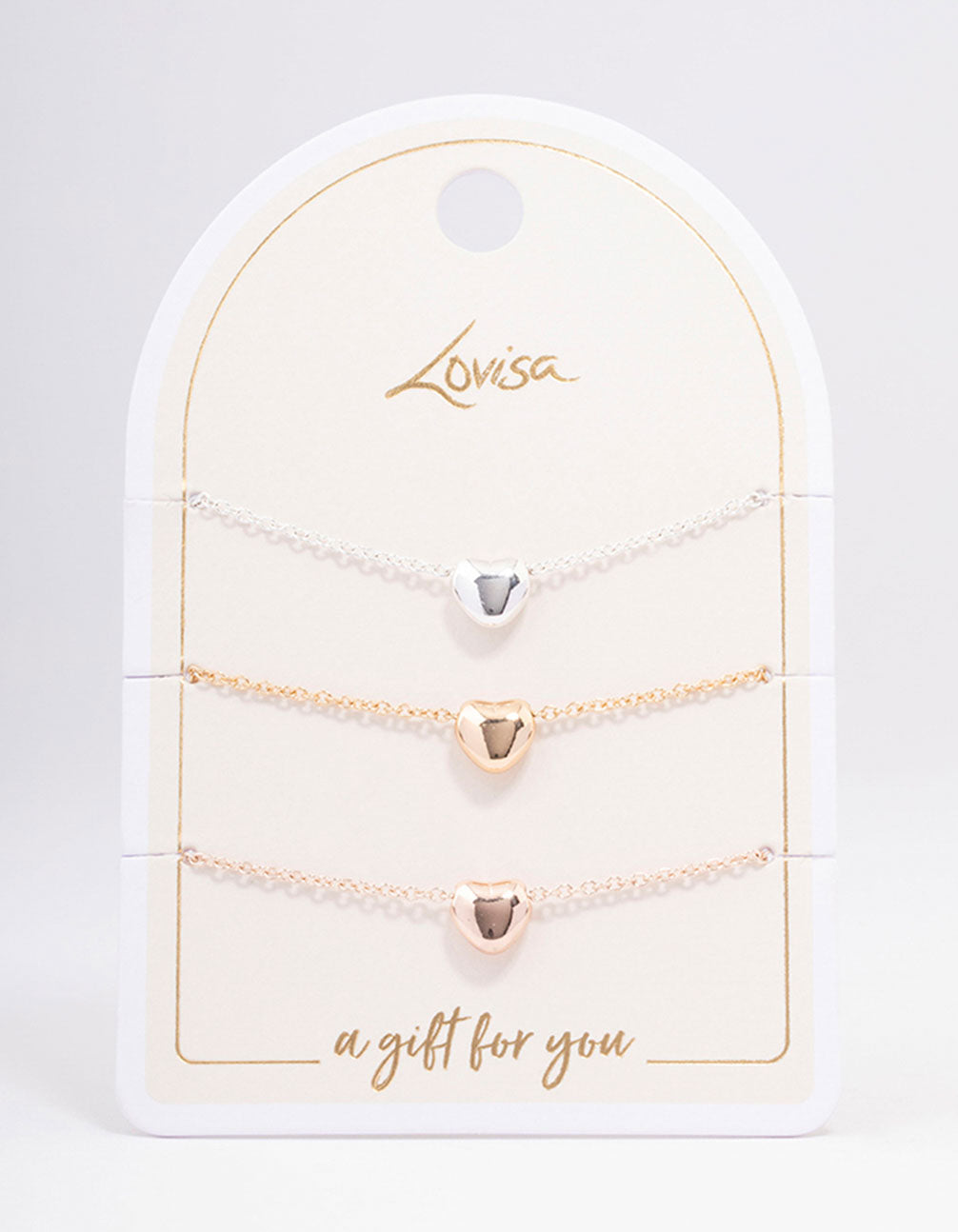 Rose Gold Double Diamante Open Heart Necklace