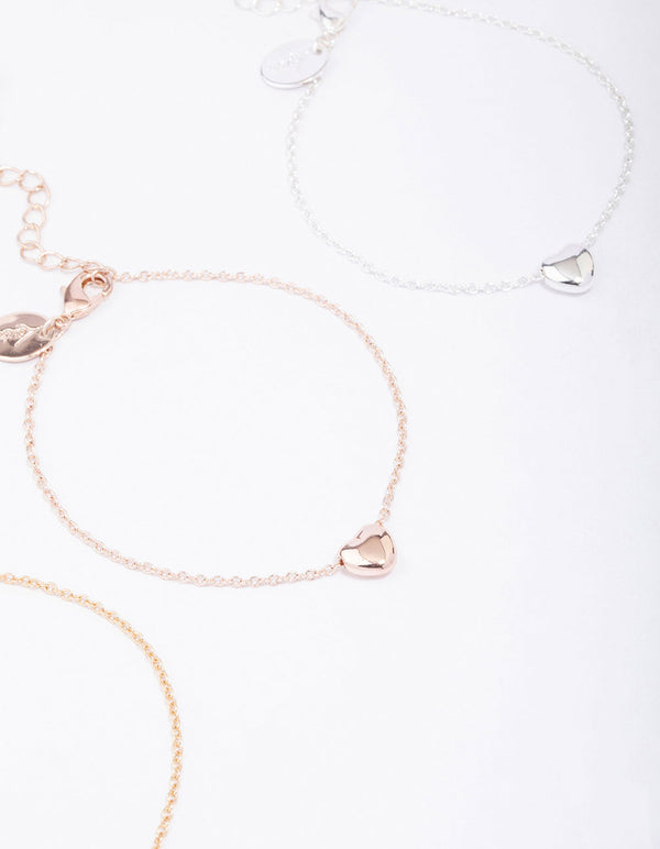 Rose Gold Double Diamante Open Heart Necklace