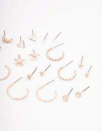 Rose Gold Celestial Heart Earring 12-Pack - link has visual effect only