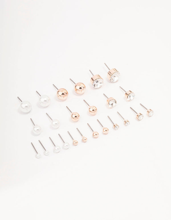 Rose Gold Basic Stud Earring 12-Pack