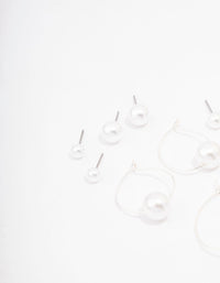 Silver Classic Pearl Hoop Earring 8-Pack - link has visual effect only