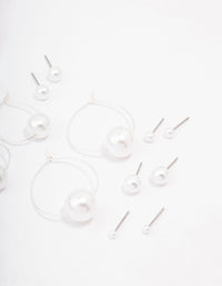 Silver Classic Pearl Hoop Earring 8-Pack - link has visual effect only