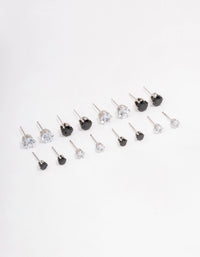 Silver Basic Diamante Stud Earring 8-Pack - link has visual effect only