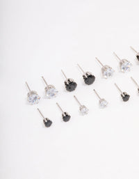 Silver Basic Diamante Stud Earring 8-Pack - link has visual effect only
